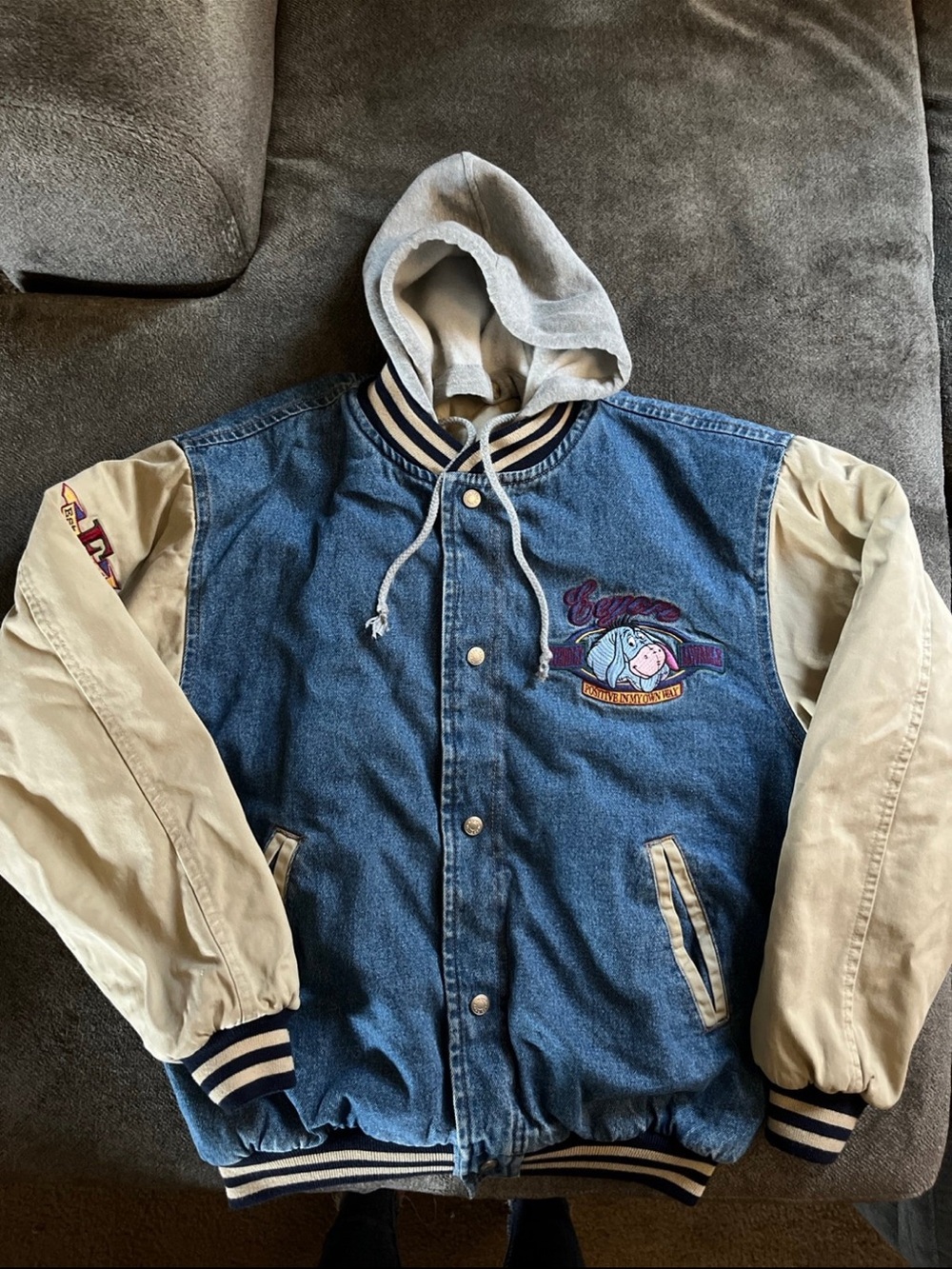 Vintage Eeyore Two-Tone Denim & Cream Hooded  Jacket